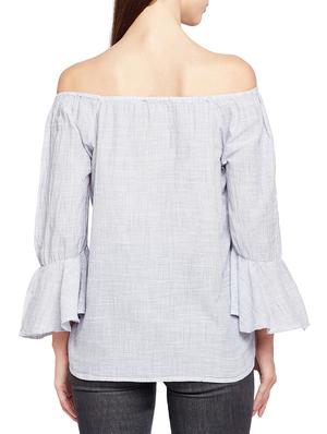 striped off shoulder bell sleeved top - 15165890 - Standard Image - 3