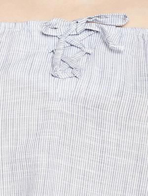 striped off shoulder bell sleeved top - 15165890 - Standard Image - 4