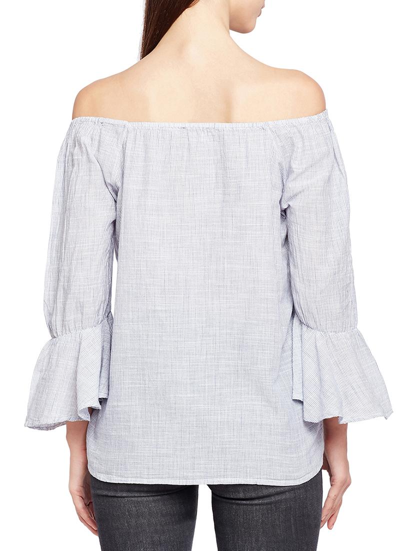 striped off shoulder bell sleeved top - 15165890 - Zoom Image - 3