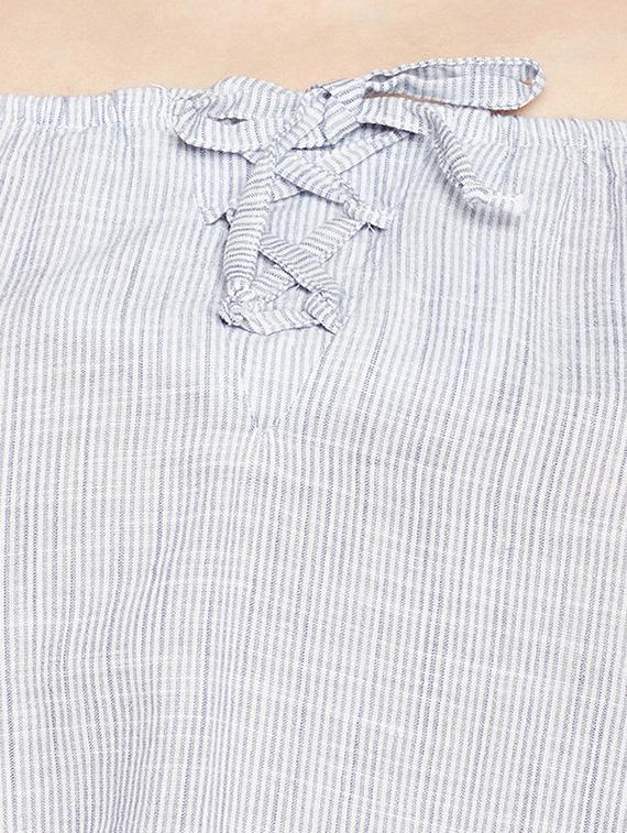 striped off shoulder bell sleeved top - 15165890 - Zoom Image - 4
