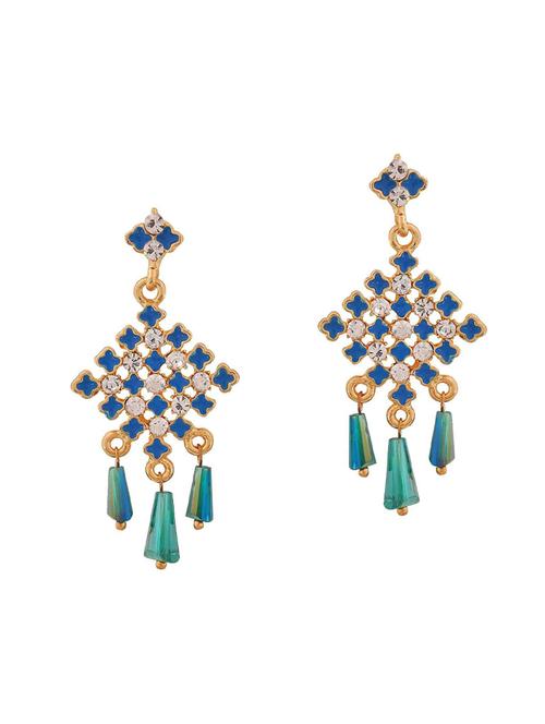 Blue Gold Tone Enamel Earrings - 15166792 - Very Small Image - 1