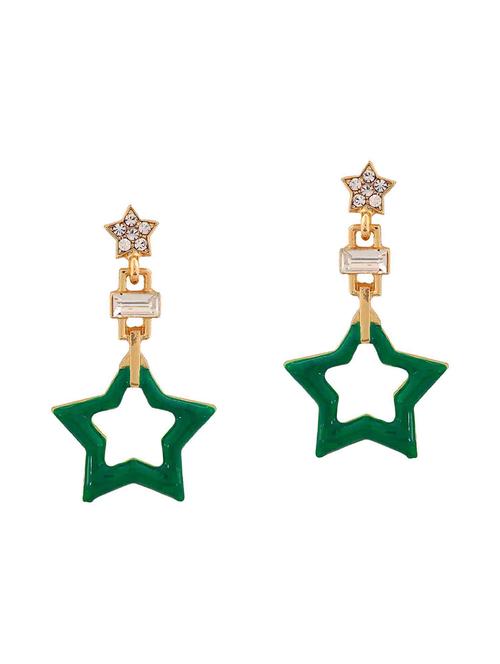 green gold metal enamel earrings - 15166796 - Standard Image - 1
