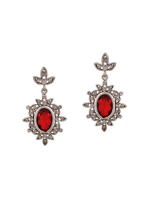 red Silver Tone Drop Earrings - 15166798 - Standard Image - 1