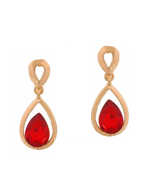 red Gold Tone Drop Earrings - 15166839 - Very Small Image - 1