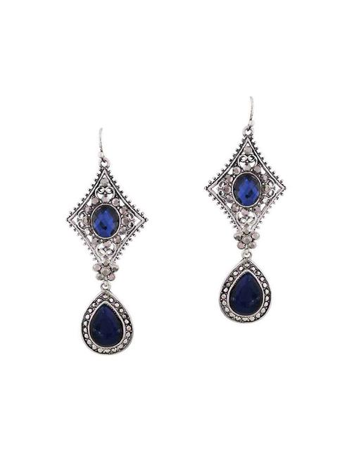 Blue Silver Tone Drop Earrings - 15166900 - Standard Image - 1
