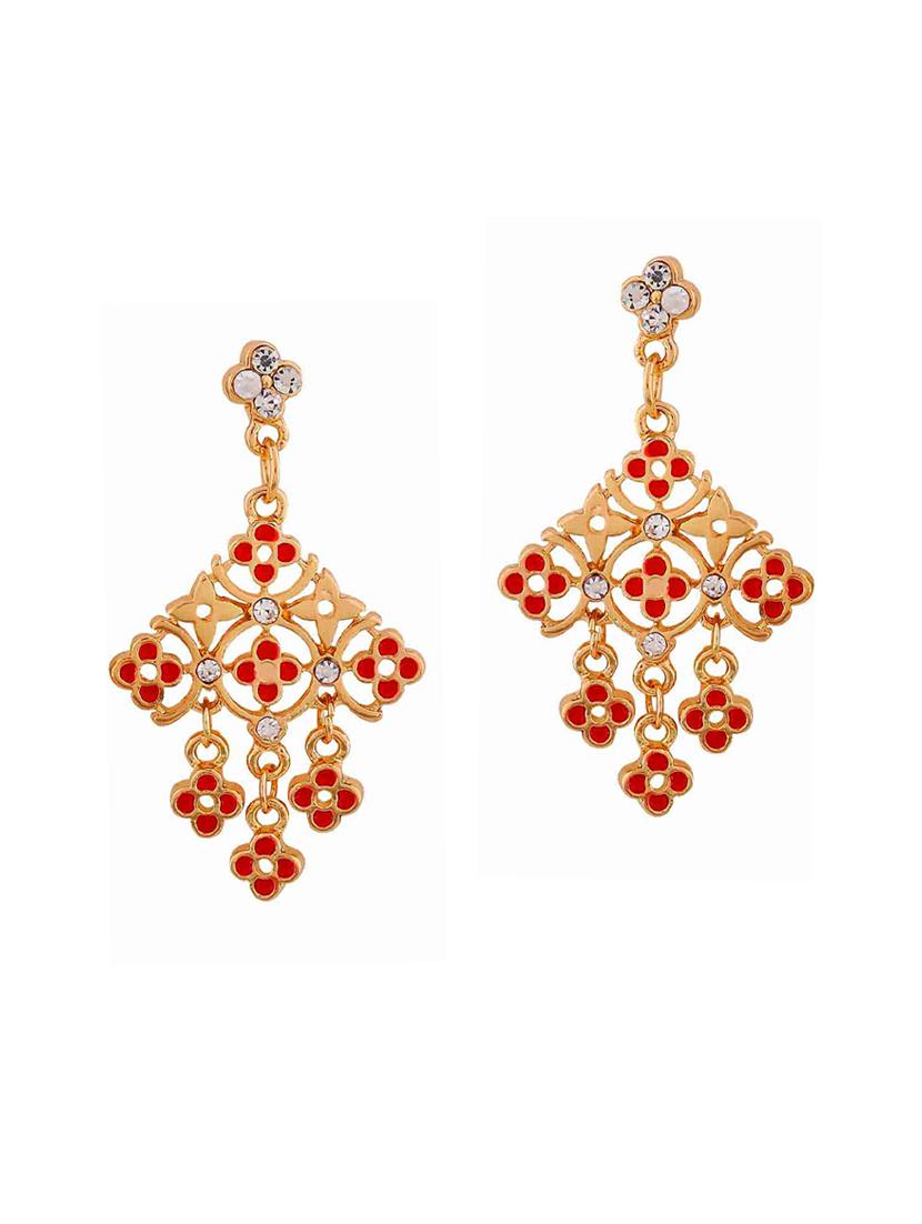 red Gold Tone Drop Earrings - 15166902 - Zoom Image - 1