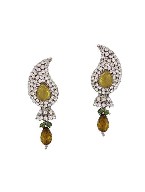green Silver Tone Drop Earrings - 15166905 - Standard Image - 1