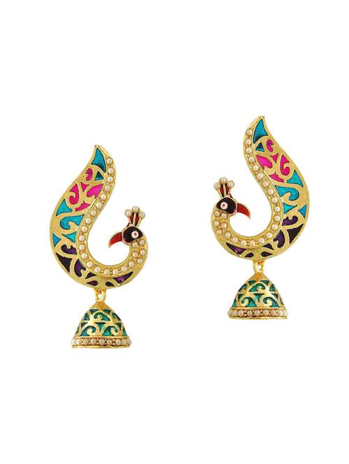 Multi colored Gold Tone Meenakari Earrings - 15166968 - Standard Image - 1