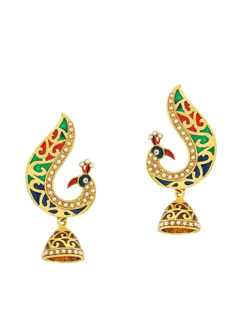 Multi colored Gold Tone Meenakari Earrings - 15166969 - Standard Image - 1