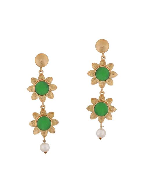 Green Gold Tone Drop Earrings - 15166980 - Standard Image - 1