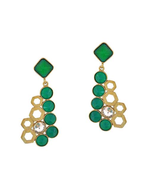 Green Gold Tone Drop Earrings - 15166981 - Very Small Image - 1