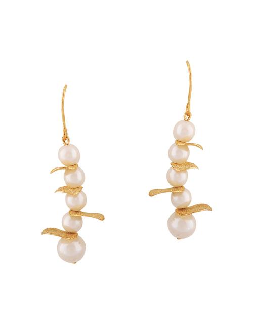 White Gold Tone Pearl Inspired Earrings - 15167106 - Standard Image - 1