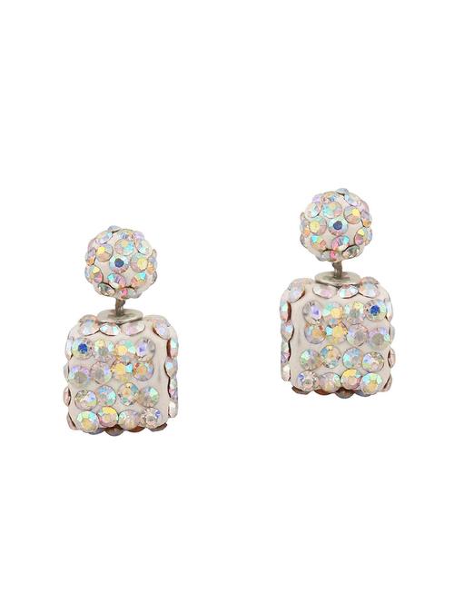 white metal studs earring - 15167131 - Standard Image - 1