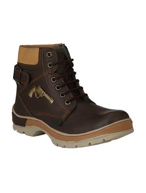 brown leatherette high ankle boot - 15168150 - Standard Image - 1