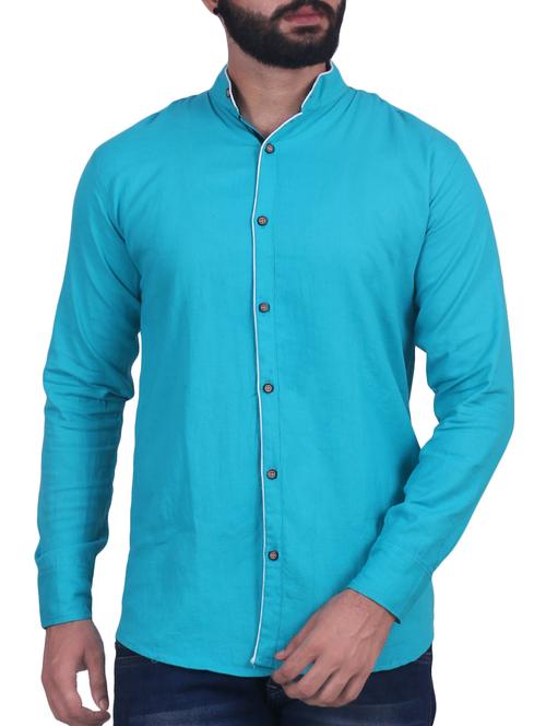 blue cotton casual shirt - 15168589 - Standard Image - 1
