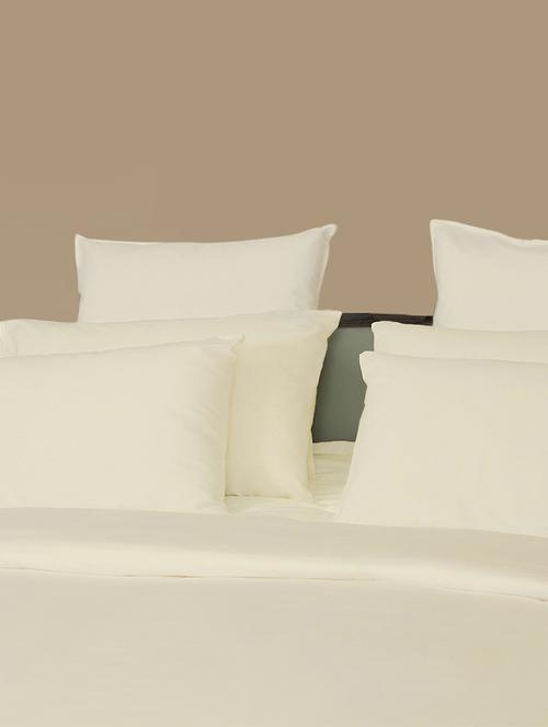200 TC Premium Ecotone 100% Organic Cotton Solid, Ivory Color, Pair Of Large Size Pillow Covers - 15170188 - Very Small Image - 1
