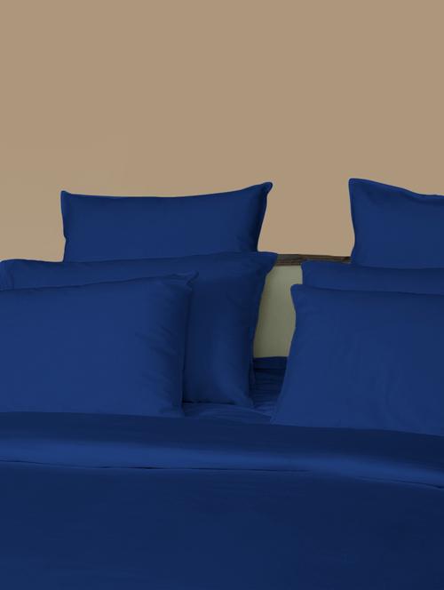 200 TC 100% Cotton Percale, Solid, Blue Color, Pair Of Large Size Pillow Covers - 15170213 - Very Small Image - 1