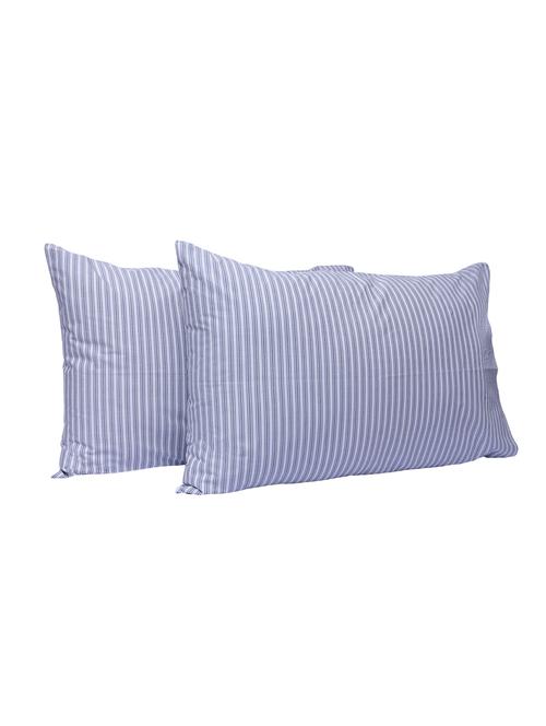 250 TC 100% Cotton Percale Striped, Blue Color, Pair Of Large Size Pillow Covers - 15170230 - Standard Image - 1