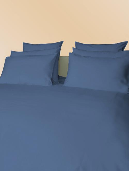 300 TC 100% Cotton Sateen Solid, Steel Blue Color, Pair Of Large Size Pillow Covers - 15170239 - Standard Image - 1