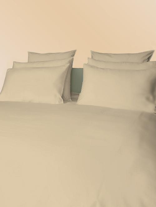 300 TC 100% Cotton Sateen Solid, Beige Color, Pair Of Large Size Pillow Covers - 15170249 - Standard Image - 1