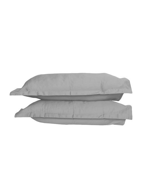 300 TC 100% Cotton Sateen Self Striped, Grey Color, Pair Of Regular Size Pillow Covers - 15170264 - Standard Image - 1