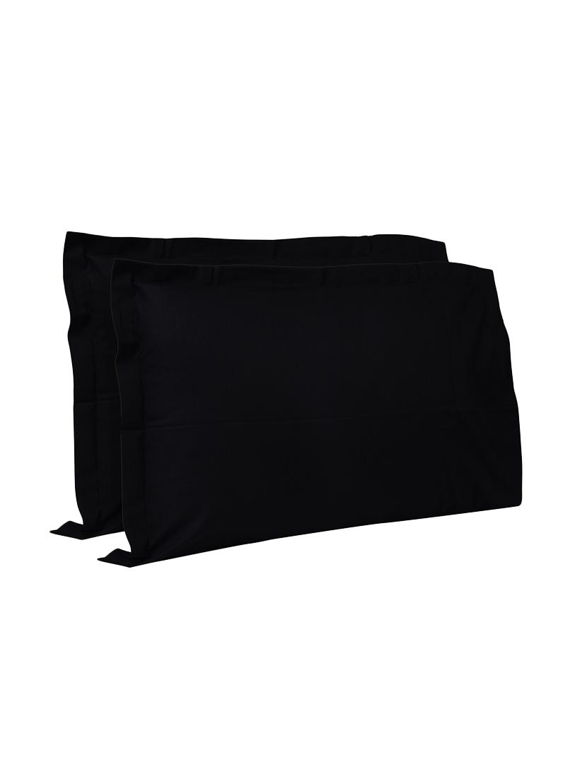 300 TC 100% Cotton Sateen Self Striped, Black Color, Pair Of Regular Size Pillow Covers - 15170272 - Zoom Image - 1