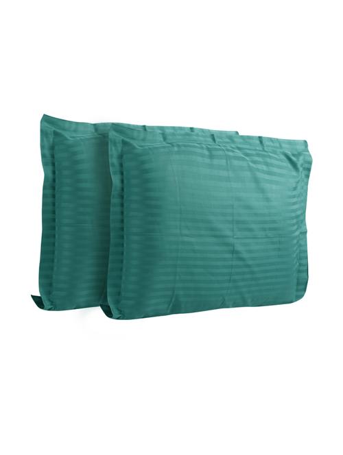 300 TC 100% Cotton Sateen Pencil Striped, Aquamarine Color, Pair Of Large Size Pillow Covers - 15170278 - Standard Image - 1