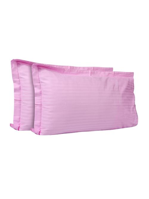 300 TC 100% Cotton Sateen Self Striped, Light Pink Color, Pair Of Regular Size Pillow Covers - 15170280 - Standard Image - 1