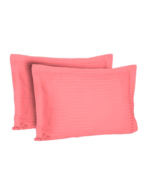 300 TC 100% Cotton Sateen Pencil Striped, Pink Color, Pair Of Regular Size Pillow Covers - 15170283 - Standard Image - 1