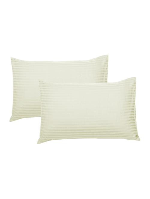 300 TC 100% Cotton Sateen, Pencil Striped, Beige Color, Pair Of Large Size Pillow Covers - 15170285 - Standard Image - 1