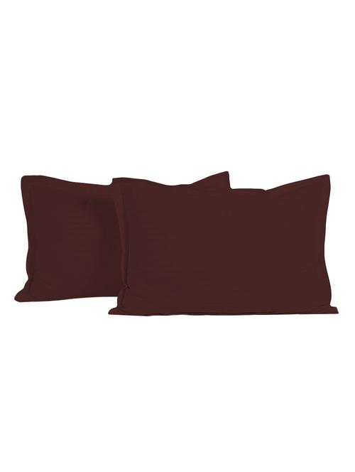 300 TC 100% Cotton Sateen Pencil Striped, Wine Color, Pair Of Regular Size Pillow Covers - 15170288 - Standard Image - 1