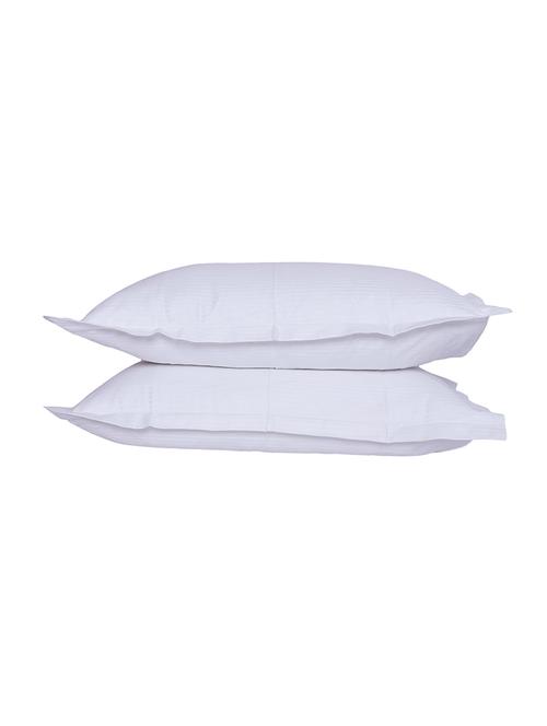 400 TC 100% Cotton Sateen Self Striped, Milky White Color, Pair Of Regular Size Pillow Covers - 15170298 - Standard Image - 1