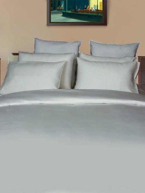 400 TC 100% Cotton Sateen Solid, Light Grey Color, Pair Of Large Size Pillow Covers - 15170307 - Standard Image - 1