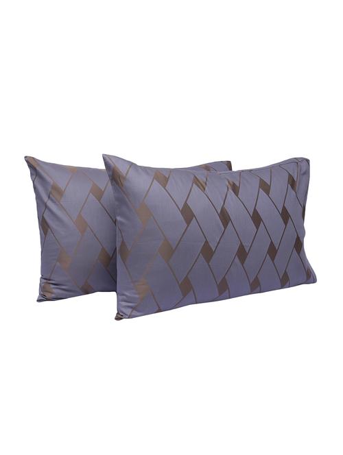 350 TC 100% Cotton Damask, Self Design, Blue Color, Pair Of Large Size Pillow Covers - 15170332 - Standard Image - 1