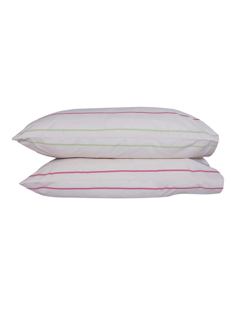 300 TC 100% Cotton Damask Contemporary Stripe Design, Multicolor, Pair Of Regular Size Pillow Covers - 15170351 - Zoom Image - 1