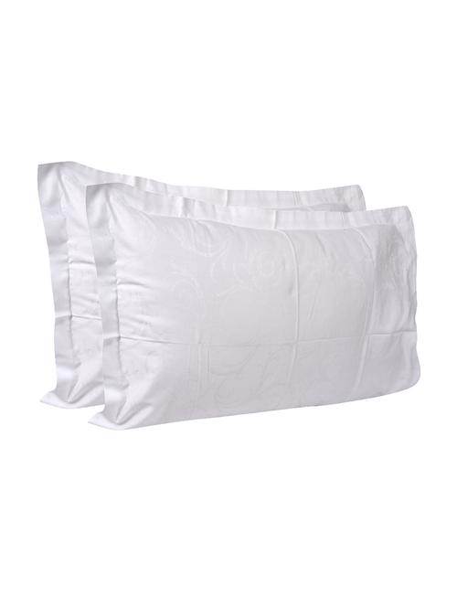 300 TC 100% Cotton Damask Self Pattern Design, Milky White Color, Pair Of Regular Size Pillow Covers - 15170365 - Standard Image - 1