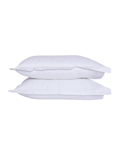 300 TC 100% Cotton Damask Self Pattern Design, White Color, Pair Of Regular Size Pillow Covers - 15170377 - Standard Image - 1