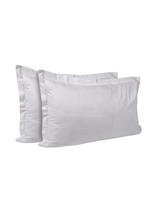 300 TC 100% Cotton Damask Self Checkered Design, White Color, Pair Of Regular Size Pillow Covers - 15170378 - Standard Image - 1