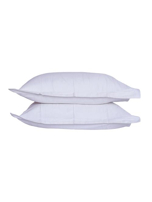 300 TC 100% Cotton Damask Self Abstract Design, White Color, Pair Of Regular Size Pillow Covers - 15170382 - Standard Image - 1