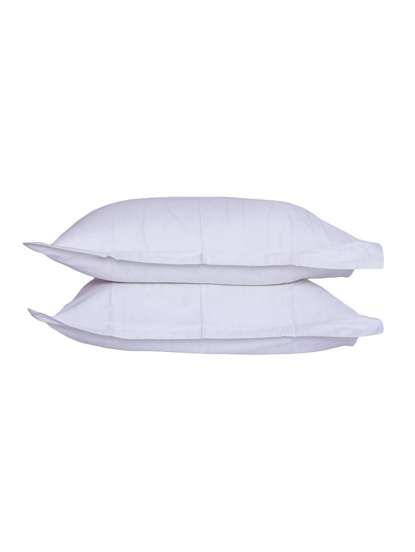 300 TC 100% Cotton Damask Self Abstract Design, White Color, Pair Of Regular Size Pillow Covers - 15170382 - Zoom Image - 1