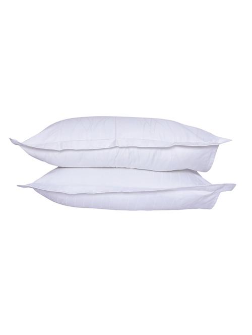 300 TC 100% Cotton Damask Self Pattern Design, White Color, Pair Of Regular Size Pillow Covers - 15170385 - Standard Image - 1