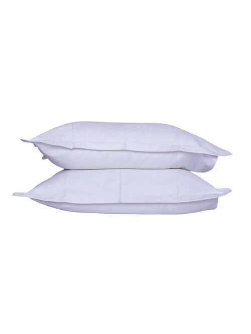 300 TC 100% Cotton Damask Self Pattern Design, White Color, Pair Of Regular Size Pillow Covers - 15170386 - Standard Image - 1
