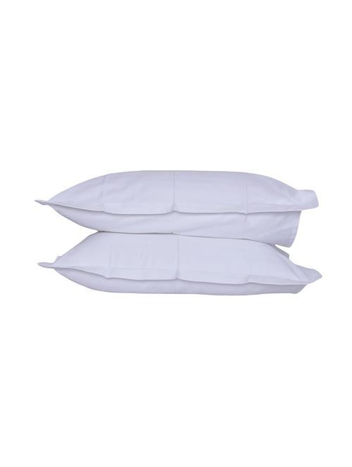 300 TC 100% Cotton Damask Self Stripe Design, White Color, Pair Of Regular Size Pillow Covers - 15170387 - Standard Image - 1