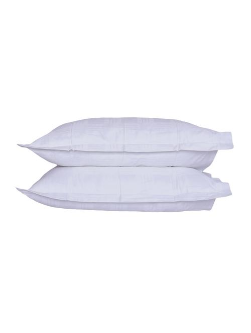 300 TC 100% Cotton Damask Self Pattern Design, White Color, Pair Of Regular Size Pillow Covers - 15170388 - Standard Image - 1
