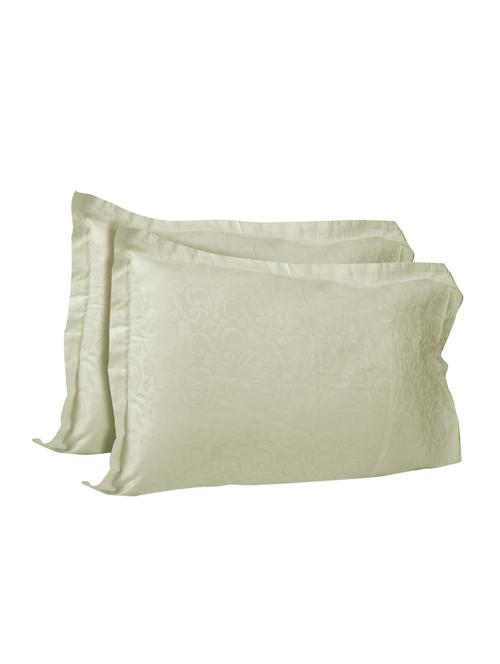 300 TC 100% Cotton Damask Self Pattern Design Pair Of Regular Size Pillow Covers - 15170390 - Very Small Image - 1