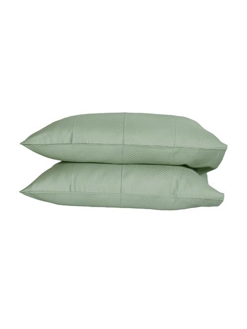 400 TC 100% Cotton Damask Checks Self Design Pair Of Regular Size Pillow Covers - 15170395 - Standard Image - 1