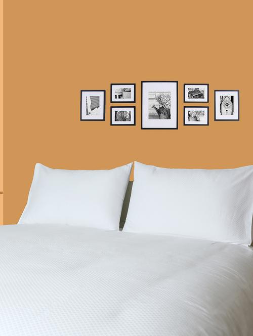 400 TC 100% Cotton Damask Checks Self Design, White Color, Pair Of Large Size Pillow Covers - 15170401 - Standard Image - 1