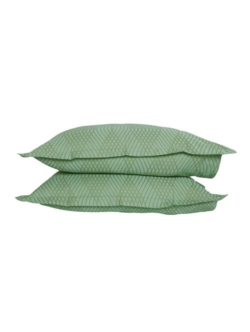 300 TC 100% Cotton Damask Stripes, Olive Green Color, Pair Of Regular Size Pillow Covers - 15170420 - Standard Image - 1