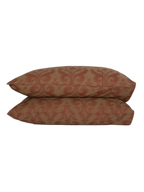 300 TC 100% Cotton Damask Uber Rare Abstract Design, Rust Color, Pair Of Regular Size Pillow Covers - 15170421 - Standard Image - 1