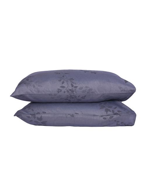 300 TC 100% Cotton Damask Uber Rare Classic Floral Design, Blue Color, Pair Of Regular Size Pillow Covers - 15170423 - Very Small Image - 1